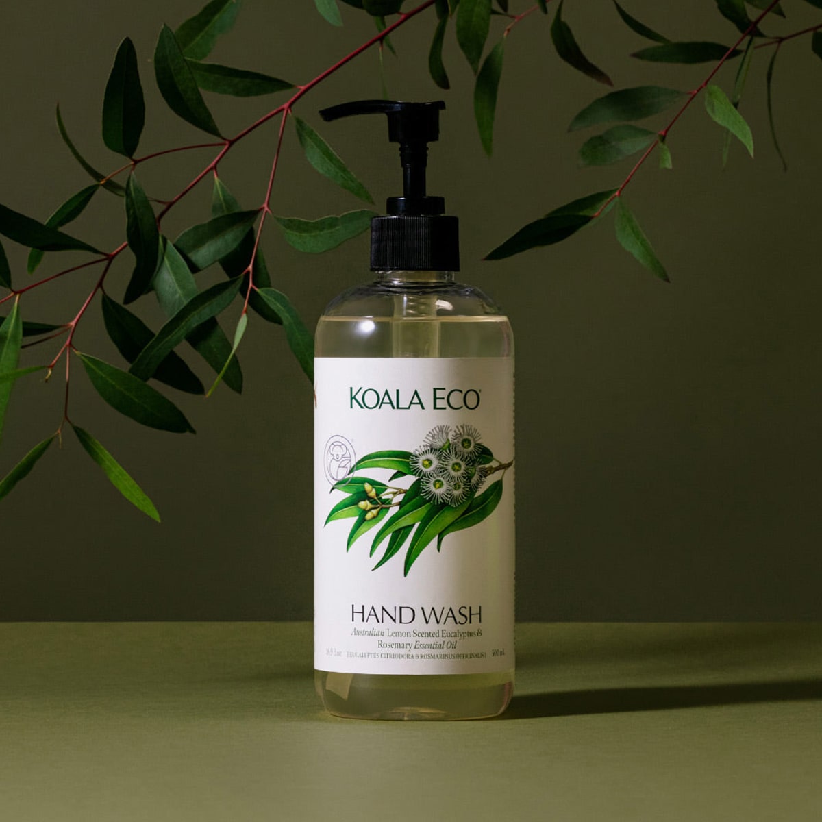 Koala Eco Natural Hand Wash (16.9 oz) - product shown with green background. 