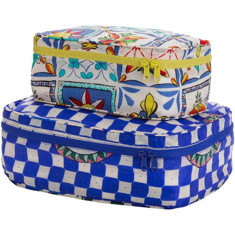 Baggu Packing Cube Set - Vacation Tiles - Products shown stacked