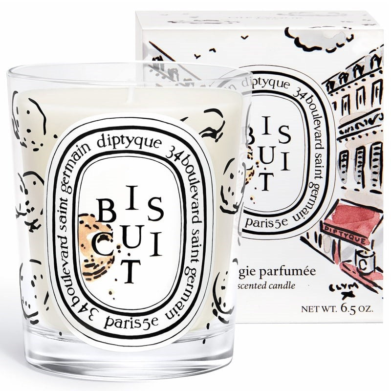 Diptyque Biscuit (Cookie) Candle - Product shown next to box