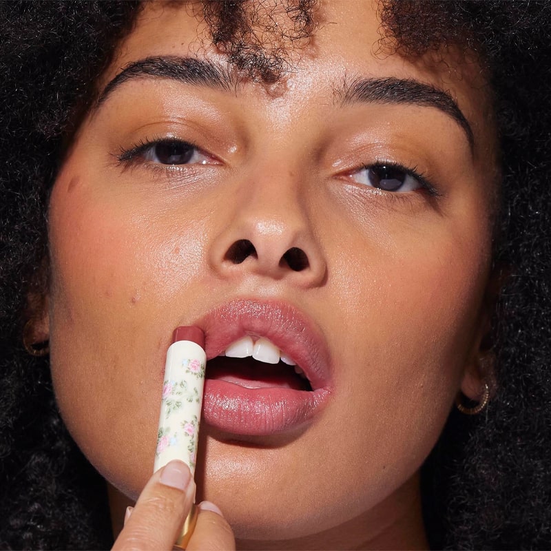 Yolaine Tinted Lip Balm - Chouquette - Model shown applying product