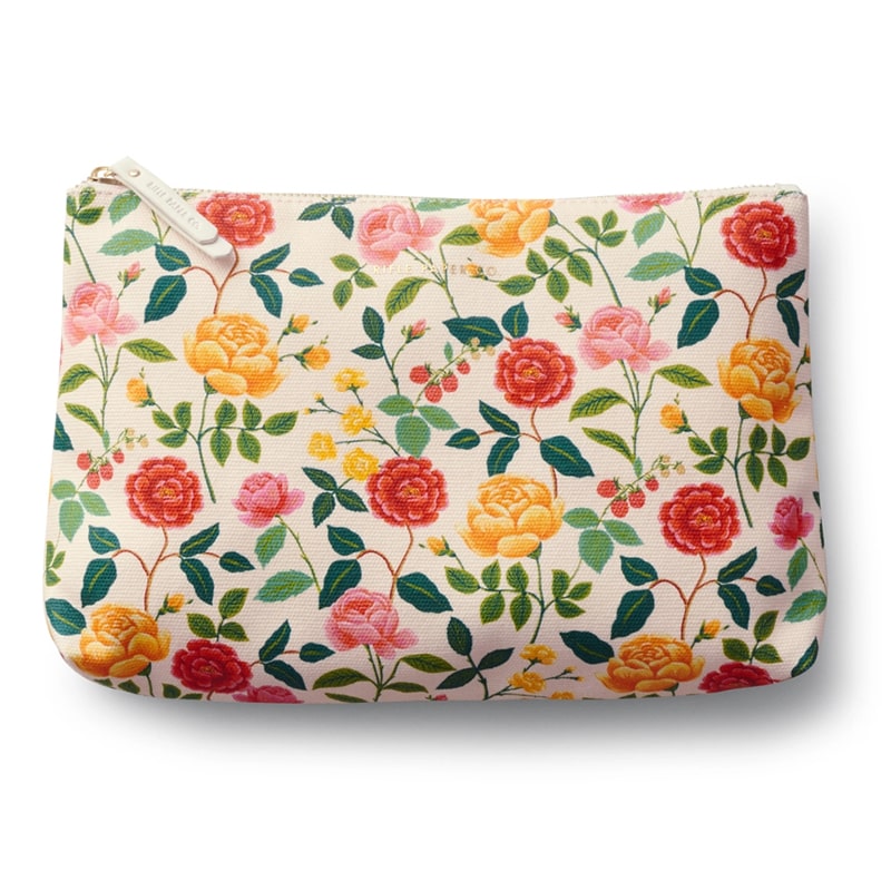 Rifle Paper Co. Roses Zippered Pouch Set - Large  bag shown on white backgroun