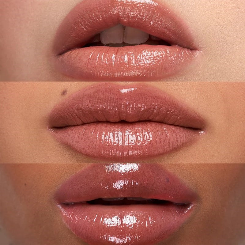 Kosas Wet Stick Moisturizing Lip Shine - 100 Degrees - Product shown on models with different skin tones