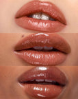 Kosas Wet Stick Moisturizing Lip Shine - Sunset Simmer - Product shown on models with different skin tones