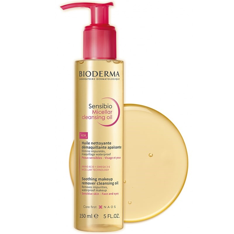 Bioderma Sensibio Micellar Cleansing Oil - product shown with oil swatch 