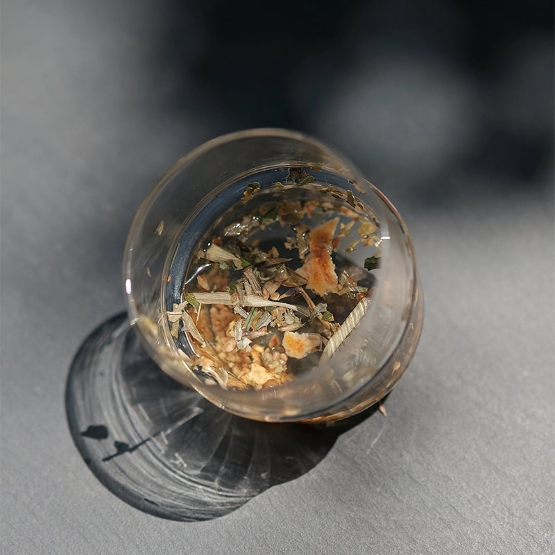 Leaves and Flowers Mt Tamalpais Loose Leaf Tea - loose leaf tea in glass of water