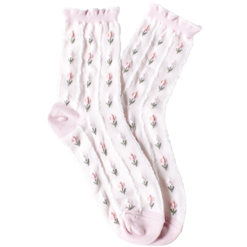 Tiepology Pastel Floral Casual Socks - Pink (1 pair)
