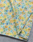 Tiepology Tropical Floral Cotton Scarf - Mint/Yellow - Closeup of product pattern
