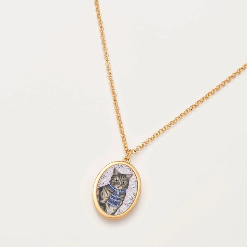 Fable England Catherine Rowe Pet Portraits Tabby Pendant Necklace - Front of pendant shown