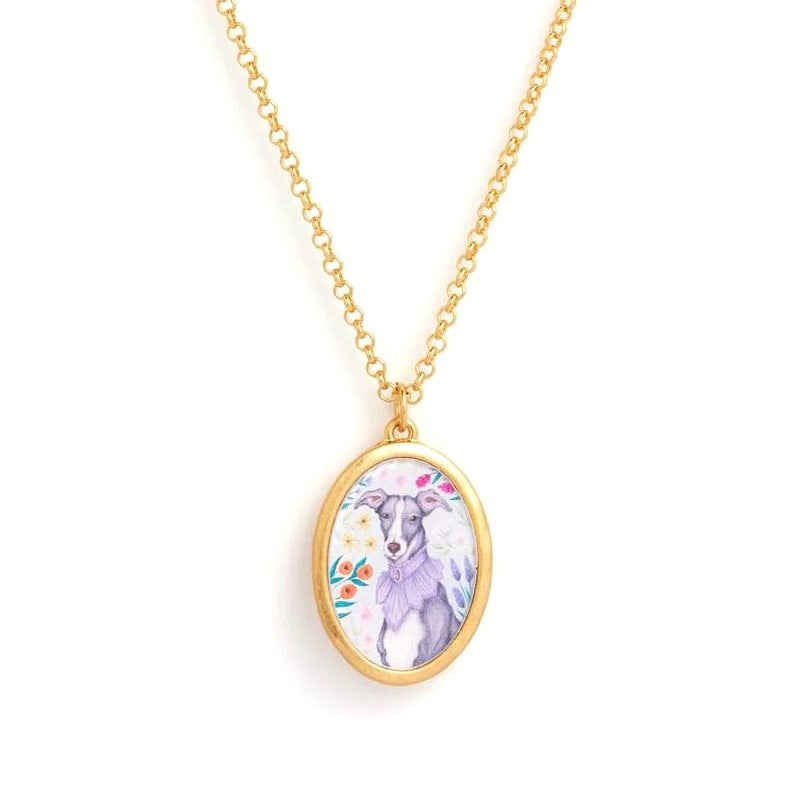 Fable England Catherine Rowe Pet Portraits Whippet Pendant Necklace