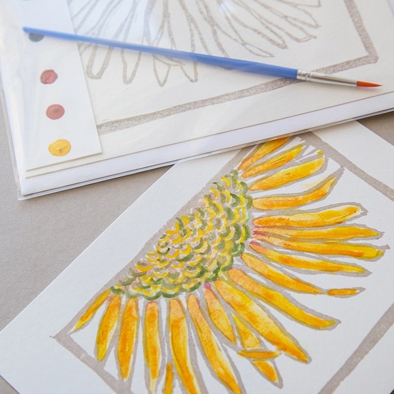 Ashes &amp; Arbor Sunflowers Watercolor Card Art Kit - Closeup of product