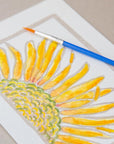 Ashes & Arbor Sunflowers Watercolor Card Art Kit - Closeup of product with paintbrush on top