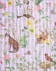 Fable England Fable Meadow Creatures Lilac Quilted Tote - Closeup of product pattern