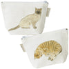 Fog Linen Work Isabelle Boinot Pouch – Two Cats (1 pc) - showing front and back of 2 sided pouch