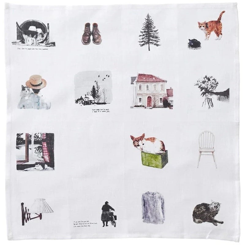 Fog Linen Work Misato Ogihara Handkerchief - Living with Cats