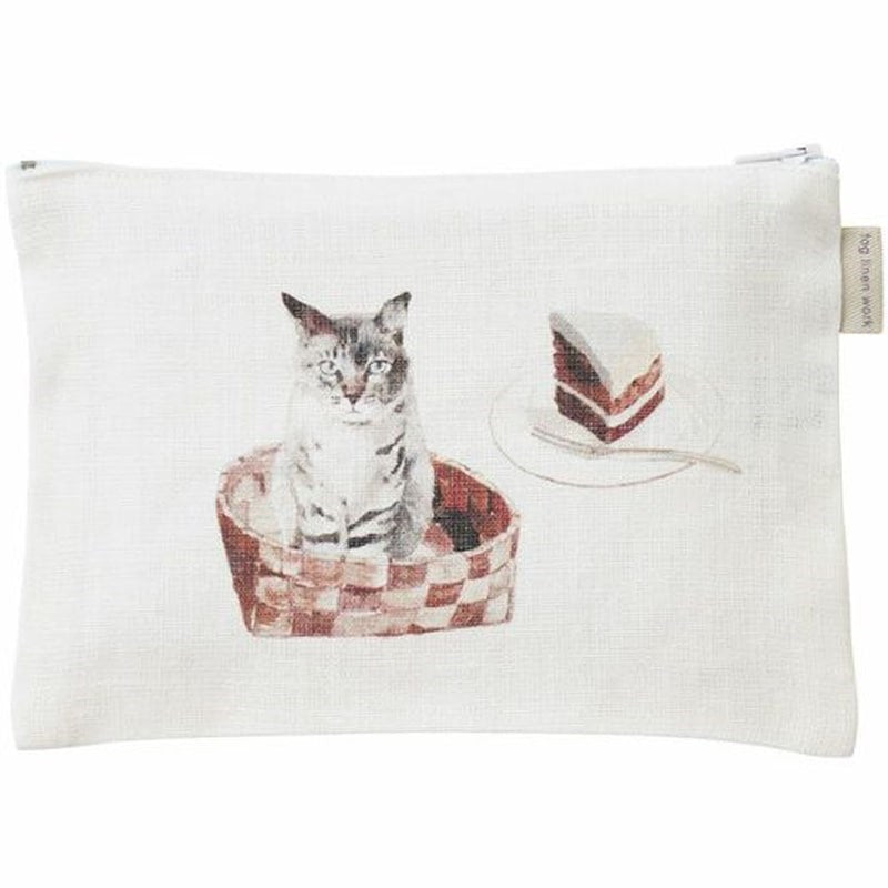 Fog Linen Work Misato Ogihara Pouch - Living with Cats