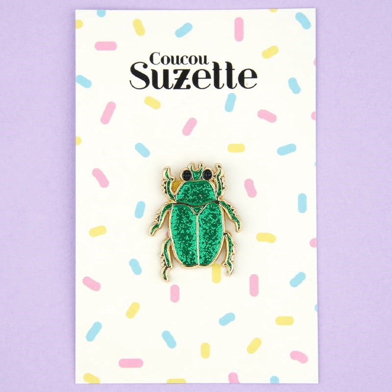 Coucou Suzette Beetle Pin - Product shown in packaging