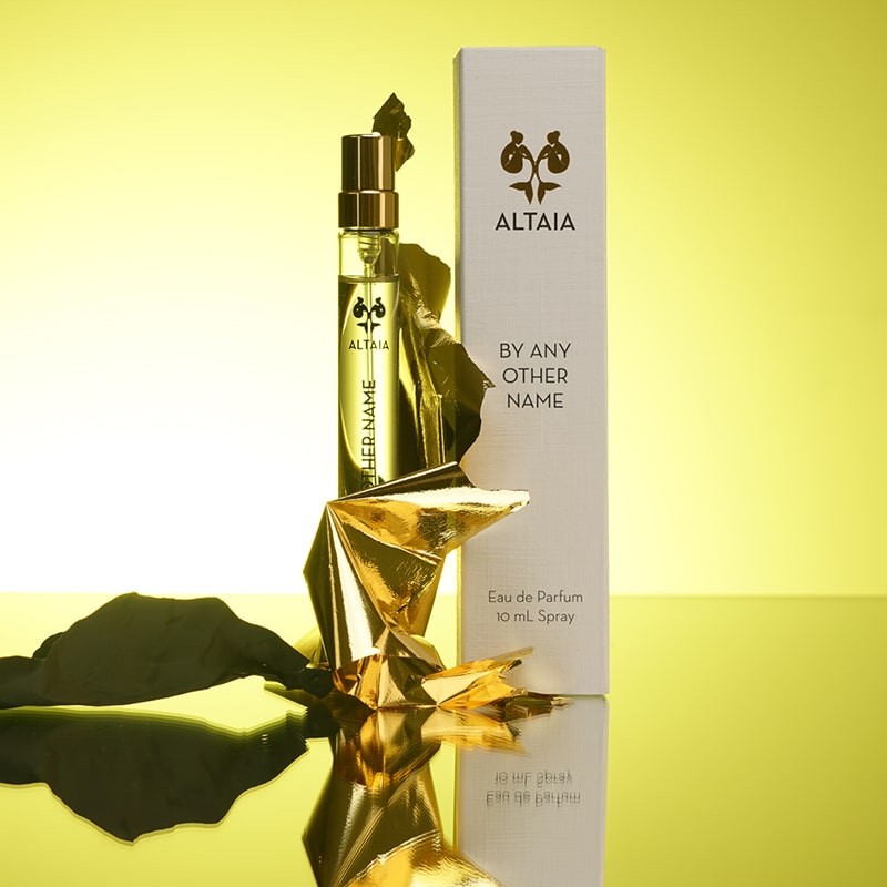 ALTAIA By Any Other Name Eau de Parfum Travel Size - product and packaging shown with gold foil on yellow background