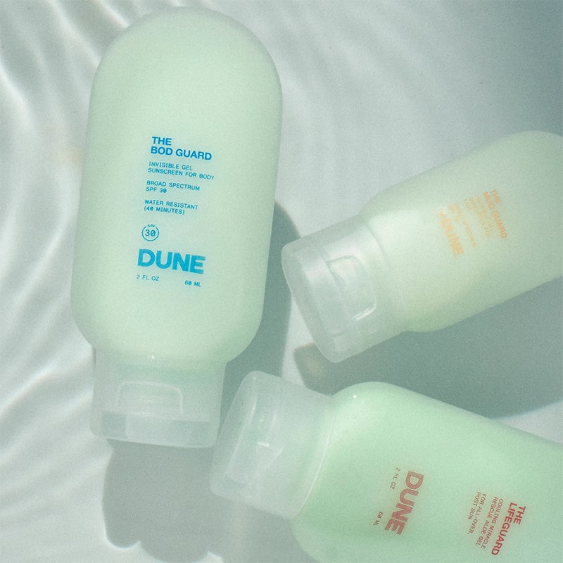 DUNE Suncare The Jetsetter Gelly Pack - Products shown in water