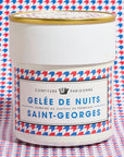 Confiture Parisienne Nuits Saint Georges Jelly - Jelly jar shown on pattern background