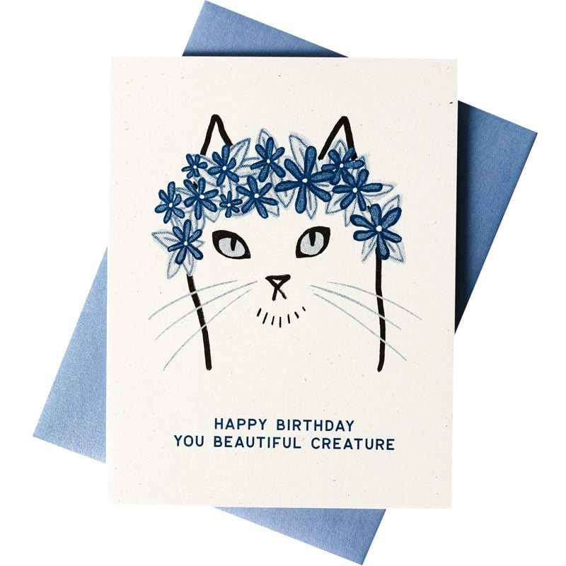 Bromstad Printing Co. Happy Birthday You Beautiful Creature - Risograph Card (1 pc)