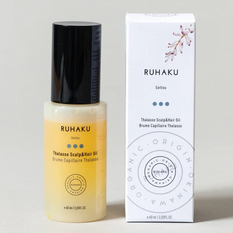 Ruhaku Thalasso Scalp & Hair Oil - Product shown next to box