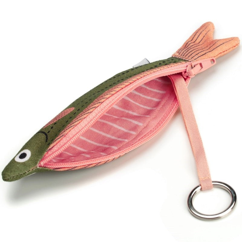 Don Fisher Green Fusilier Keychain Purse - product shown unzipped and keychain hanging out