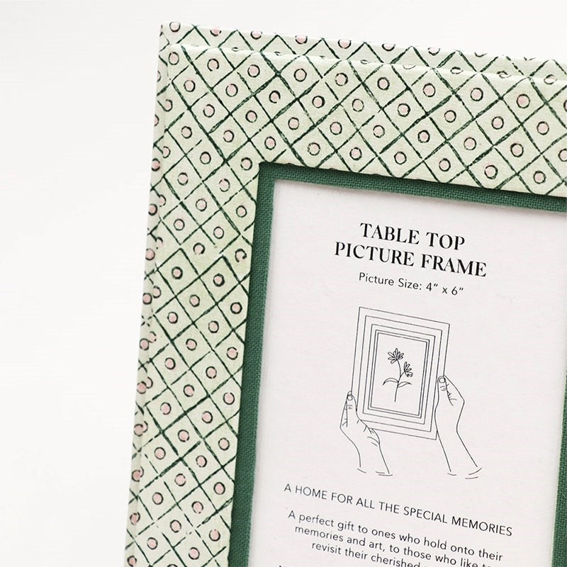 Craft Boat Dot and Grid Table Top Picture Frame - Green - Closeup of product design