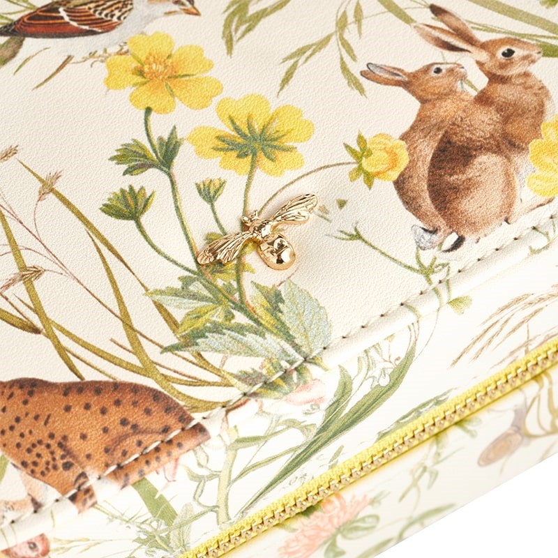 Fable England Large Meadow Creatures Jewelry Box - Marshmallow - Closeup of product pattern