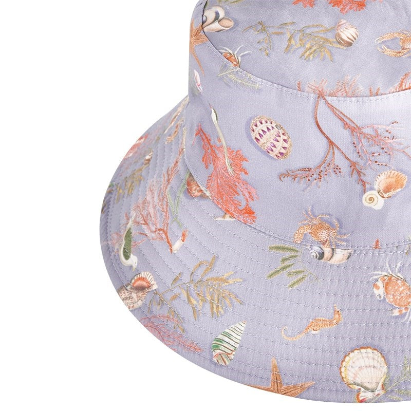 Fable England Whispering Sands Vintage Blue Bucket Hat - Closeup of product design