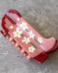 Tiepology Eco Daisy Flower Cowboy Boots Hair Claw Clip - Raspberry Jam- Product shown on grey background