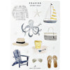 Emily Lex Studio Seaside Sticker Sheet - one side of sticker sheet shown