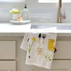 Emily Lex Studio Garden Tea Towel - product shown hanging on kitchen sink