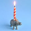 Camp Hollow Hippo Cake Topper - product shown with a lit candle inside shown