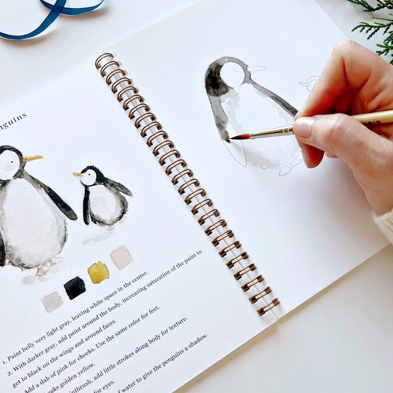 Emily Lex Studio Winter Watercolor Workbook (1 pc) - model shown inside of product 