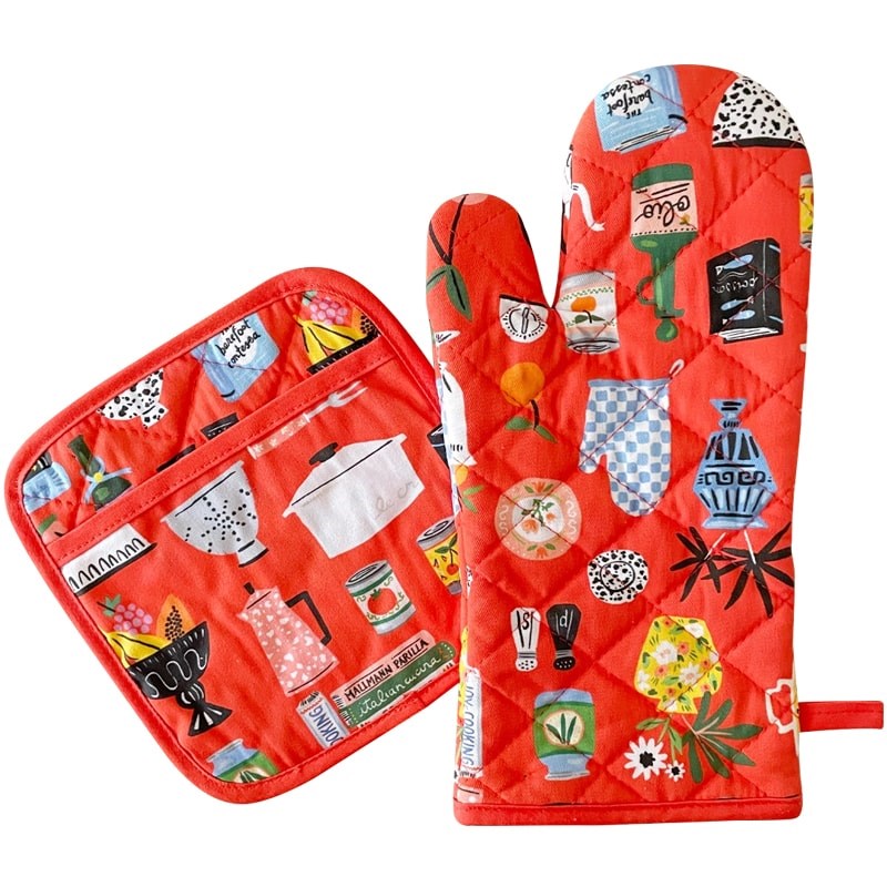 Kitchen Shelf Oven Mitt + Pot Holder Set - Thumbnail 2