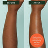 Before and after shot of Kate McLeod Sleep Stone Deep Moisturizing Lotion Bar shown on forearm of model.