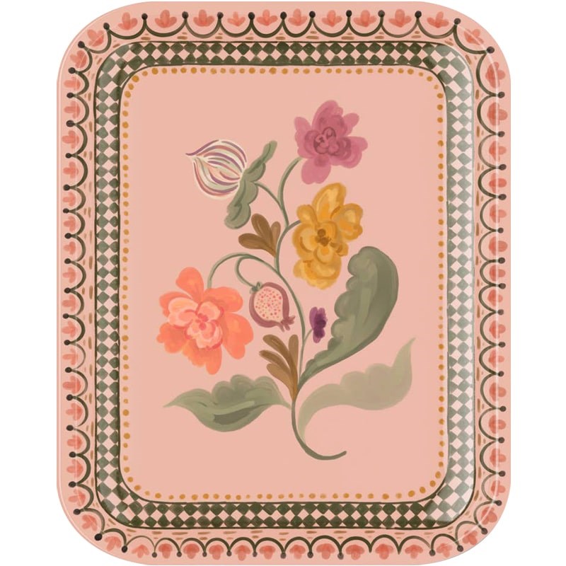 Harvest Flower Illustrated Bent Birch Serving Tray