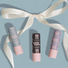 Poppy & Pout Coquette Lip Balm Trio + Kaxi Hair Bow Gift Set - products shown next to bow