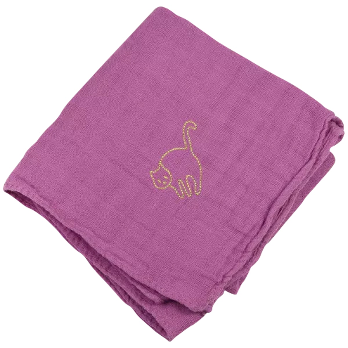 Barnabe Aime Le Cafe Double Gauze Cotton Embroidered Swaddle Lilac Purple - Cat (1 pc)