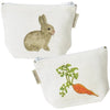 Fog Linen Work Isabelle Boinot Pouch - Rabbit and Carrot (showing front and back of pouch)