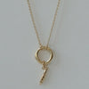 I Like It Here Club Baguette Charm - Gold - product shown on necklace
