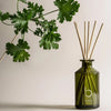 Bamford Geranium Diffuser - product shown next to branch with leaves