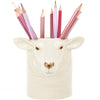 Quail Ceramics White Faced Suffolk Sheep Pencil Pot - product shown with pencils inside it