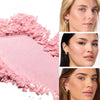 Kosas Cloud Set Loose Powder – Translucent Candy - product color and texture swatch shown next to photos of models