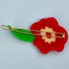Centinelle Red Flower Hair Clip - backside of product shown