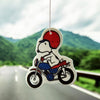 Three Potato Four 3P4 X Peanuts Air Freshener - Snoopy Motorcycle - product shown hang inside car