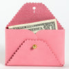 Immodest Cotton Scallop Wallet - Carnation + Orange - product shown opened with money inside