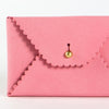Immodest Cotton Scallop Wallet - Carnation + Orange - close up of product shown