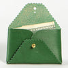 Immodest Cotton Scallop Wallet - Pine + Robin's Egg - product shown open with money inside it
