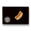 Macon & Lesquoy Hand Embroidered Hot Dog Pin - product shown inside packaging